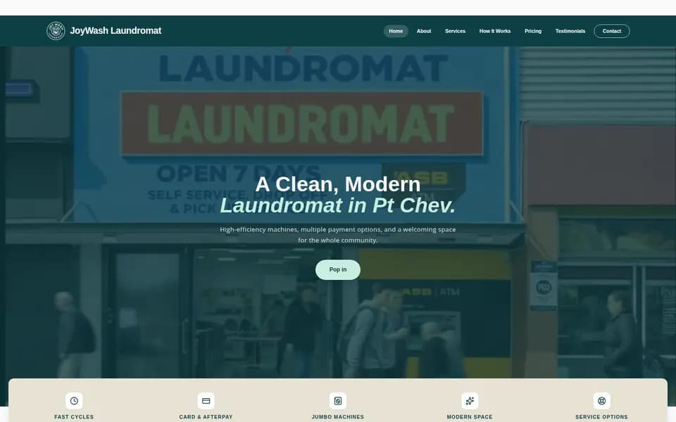 JoyWash Laundromat website homepage